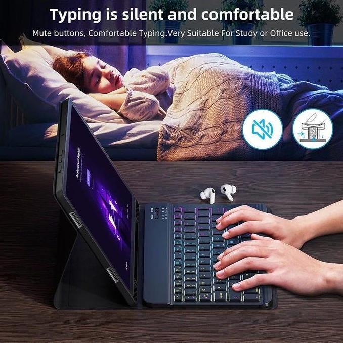 GOOJODOQ HANYA CASING - Tablet Case For Samsung Galaxy Tab A7 A8 Case Keyboard For Samsung Tab S6 Li
