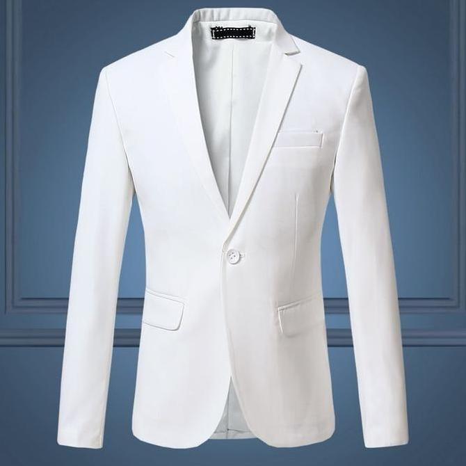 New Nikayu Tommy Blazer Slimfit Full White - Blazer Kerja Pria Warna Putih Original High Twist Premi