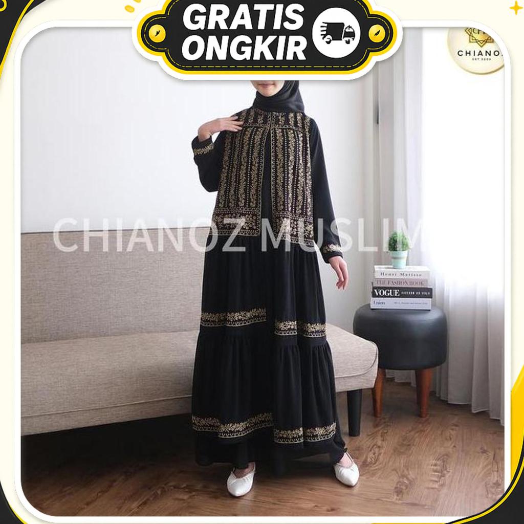 Chianoz Gamis Putih Couple Ibu & Anak Najwa Dress  Renda Baju Lebaran Umroh Haji Manasik Pesta Akad 