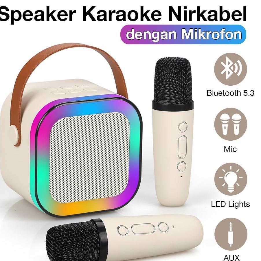 [Cod] Speaker Bluetooth Karaoke 2 Set Mic Mini Speaker Karaoke Portable Karaoke Bluetooth Speaker Po