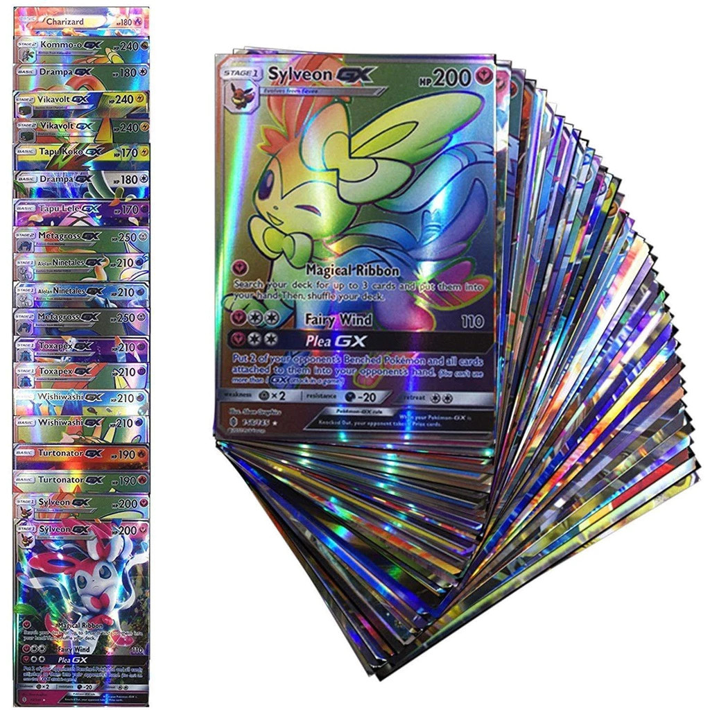 Cod1 Pack 100Pcs Pokemon Vmax Cards/Kartu Pokemon Tcg Vmax Mega Ex Gx/Pokemon Shiny Cards/Kartu Lase