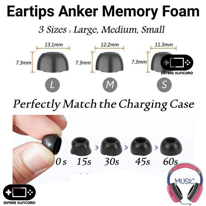 Eartips Anker Memory Foam busa soundcore sleep a10 space a40 sport x10 x20 vr p10 r100 ear tip tips 