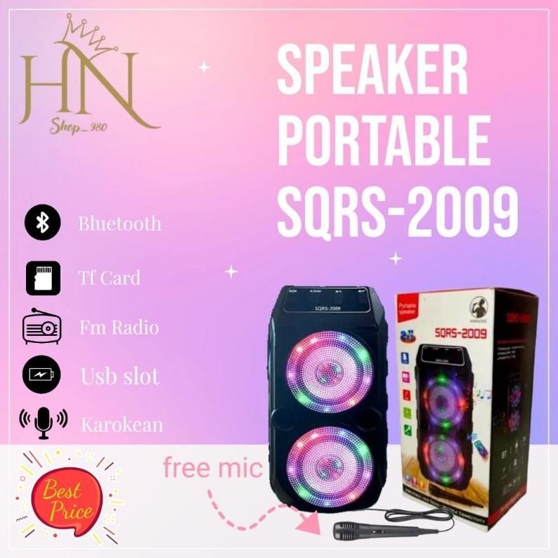 Speaker Bluetooth Sqrs-2009 Led Plus Mic Karoke
