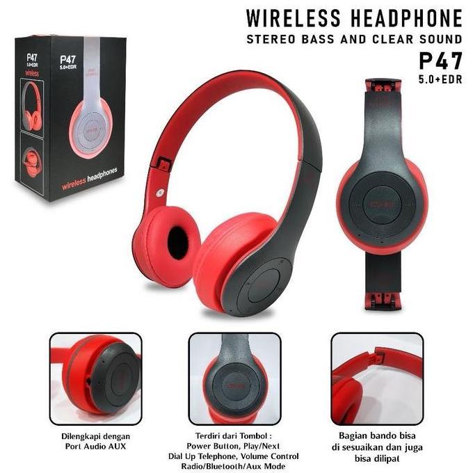 Headphone Blueooth P47 P47M Earphone Bluetooth Stereo Headphone Bando
