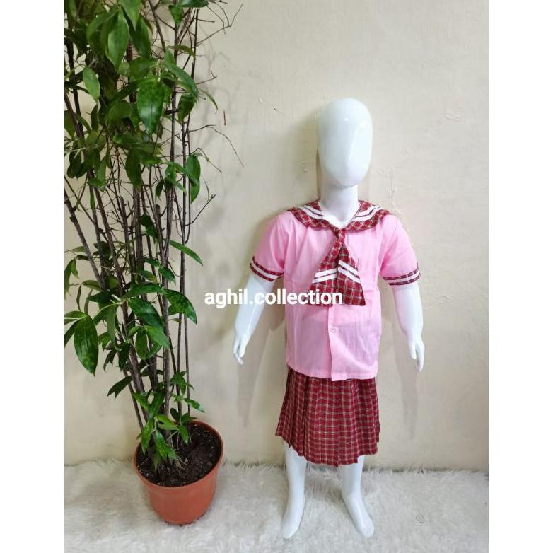 Best Seller Seragam Tk/Paud Baju Tk/Paud Al Kotak-Kotak Pink Pendek