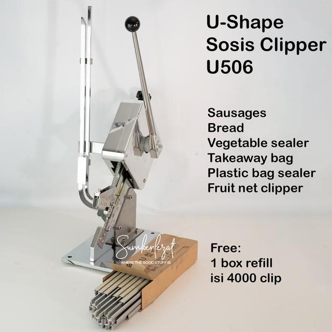 Manual Staples U-Shape Ikat Sosis Takeaway Clipping Clipper Machine