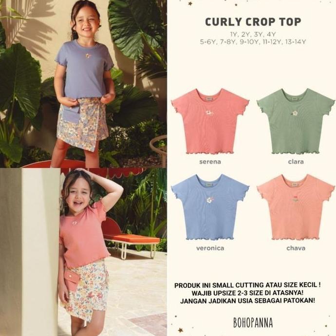 Bohopanna - Curly Crop Top Bohopanna - Size Kecil Wajib Upsize - Atasan Anak Perempuan - Kaos Anak -