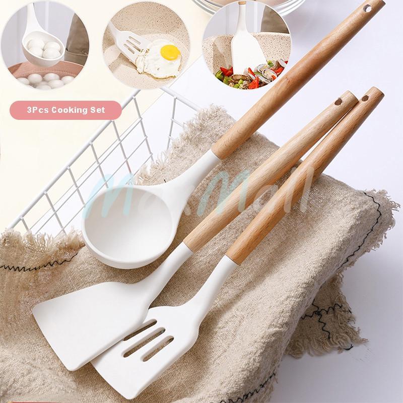 Silikon Alat Masak Set 3Pcs/Set Alat Masak Tumis Goreng Spatula Set Silikon Tahan Panas Peralatan Sp