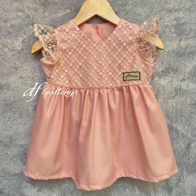 Dress Anak ELYSA -  baju anak bayi gaun party kain brokat bunga