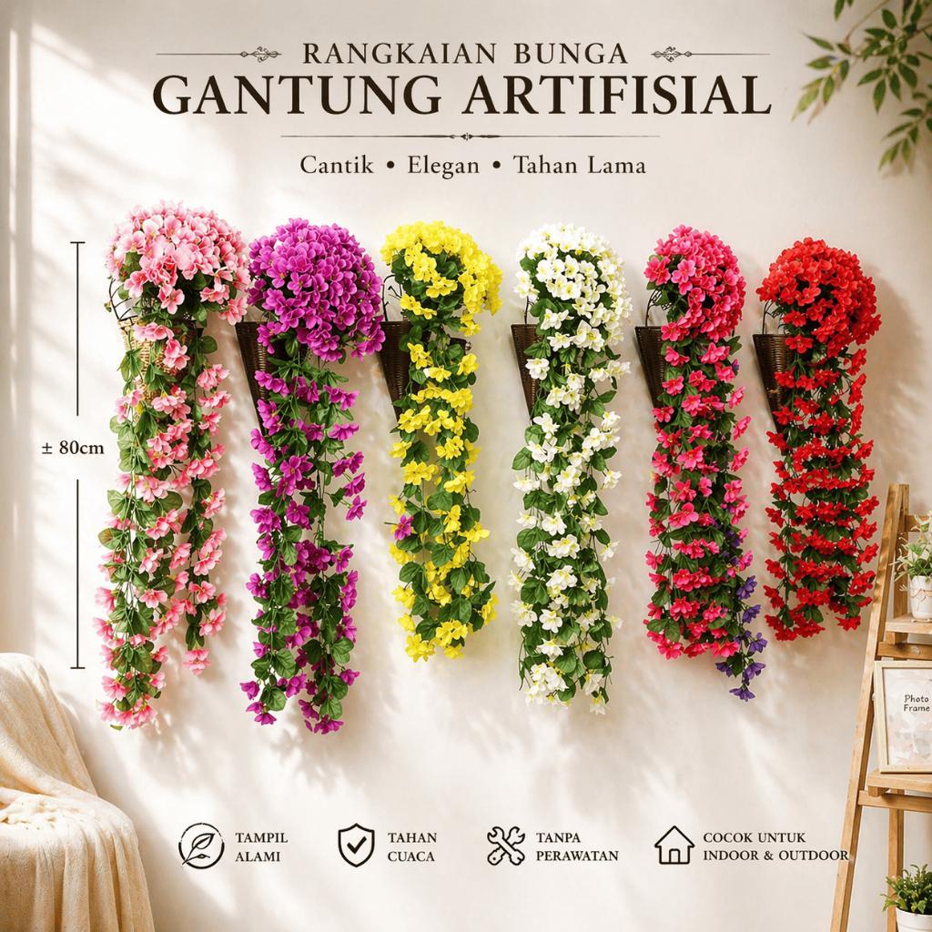 Bunga Kembang Juntai Hias Plastik Gantung Rambat Hiasan Dinding Rumah Artificial Flower Pbp94