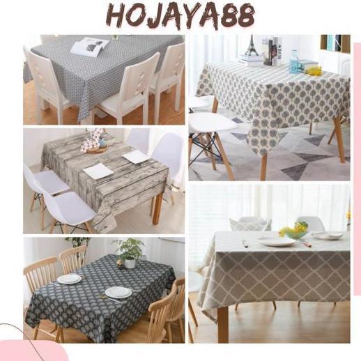 Taplak Meja Makan Modern Alas Meja Makan  Bahan Kain Linen Ukuran 140 X 180 Cm Dekorasi Meja Makan E