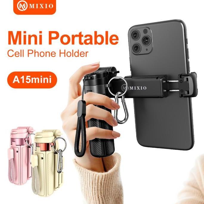 MIXIO A15 Mini Premium Pocket Grip Tripod Mini Selfie Stick Remote Control Tripod 3 In 1 Tongsis Tri