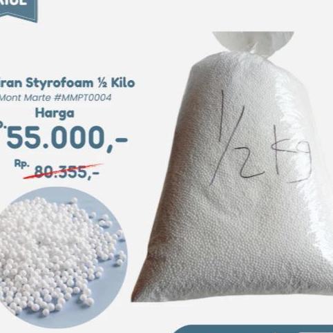 [Instan] Butiran Styrofoam Fish Ball 1/2 Kg - Isi Bean Bag Sofa Bantal Boneka Isi Kursi Santai Bahan
