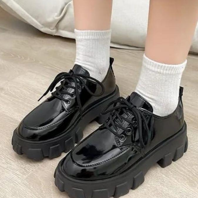Ds Sepatu Oxford Wanita Sepatu Docmart Hak Tinggi Platform Marry Janes