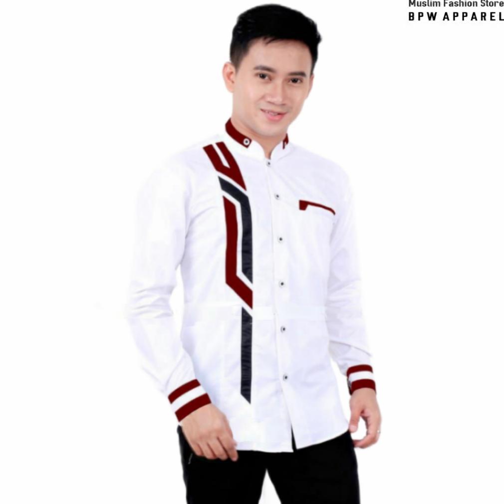 Official Baju Koko Azzahir Motif Sinergi Kemeja Koko Hadroh Hilwa Baju Muslim Gus Azmi Lengan Panjan