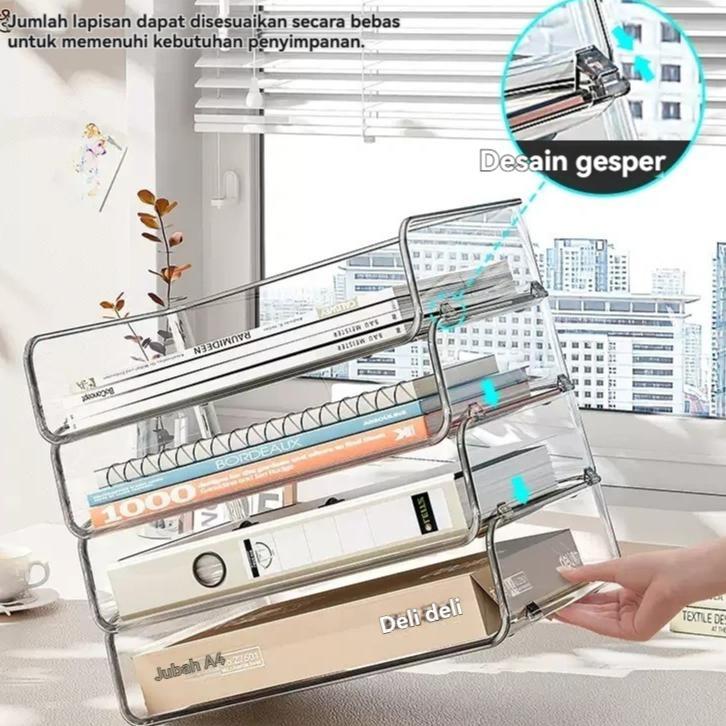 PROMO MEITAITAI Rak Dokumen Transparan File box dokumen Rak buku Desk organizer box File organizer  