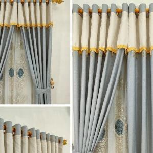 Gorden Pintu Jendela Rumbai Polos Emboss Tiang Gorden Korden