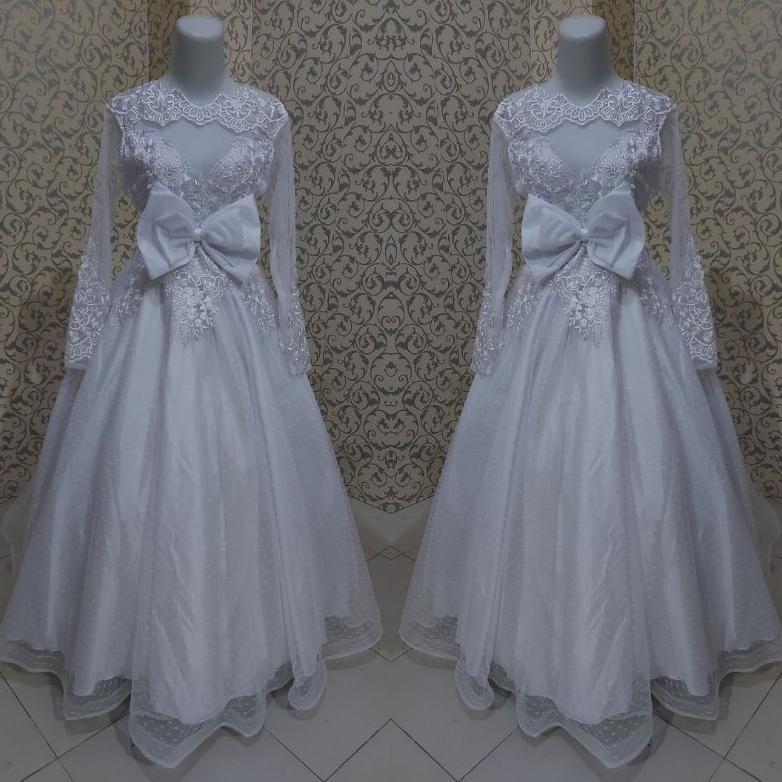 Diskon Gaun Pengantin Murah Longdress Pesta Bahan Tile Dot