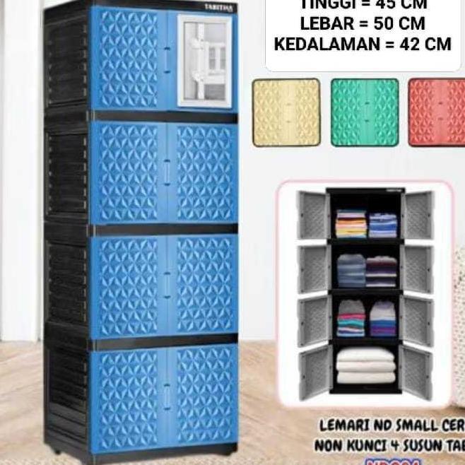 Lemari Susun Mini 4 Kaca / Lemari Plastik Susun 4 Tabitha
