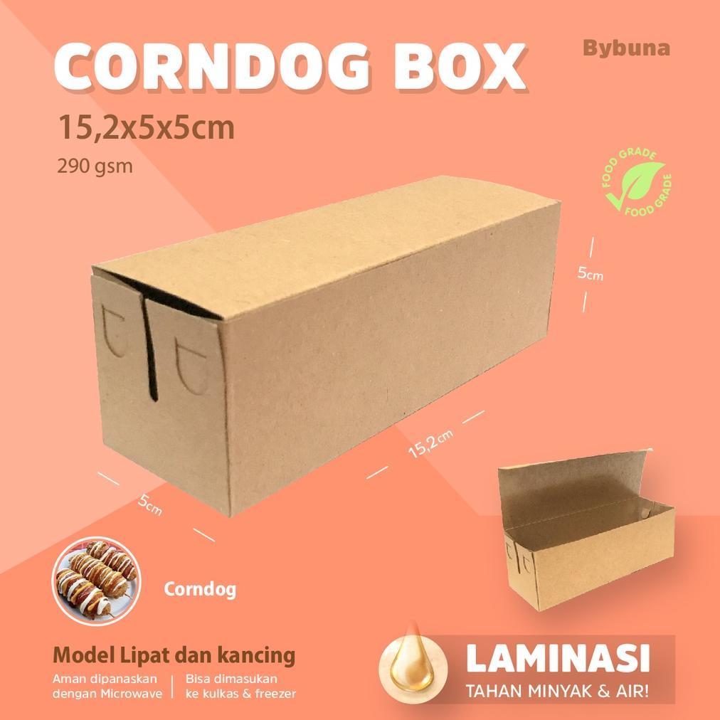 TERBARU DUS BOX CORNDOG DAN SOSIS BAKAR KRAFT LAMINASI