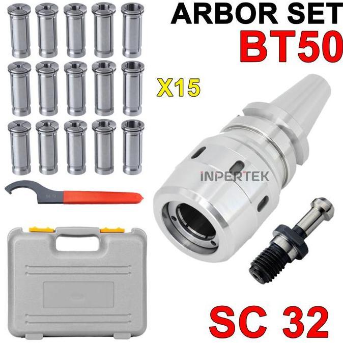 XERANA Paket Arbor Set BT50 SC32 Collet Chuck 15 pcs C 32 BT 50 Milling CNC