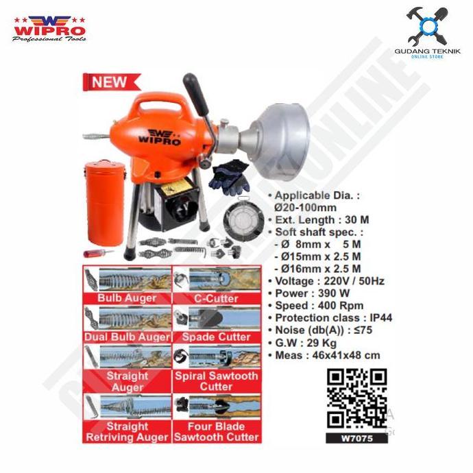 ORIZA Mesin Pembersih Pipa Electric WIPRO W7075 /Pembersih Saluran Air WIPRO