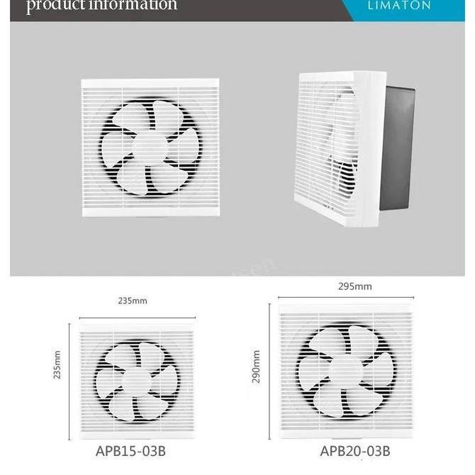 GARAVAR Exhaust Fan Dinding Kipas Angin Hexos 6inch Dan 8inch Pembuangan Hexos 23.5x20cm (6inch) Dan