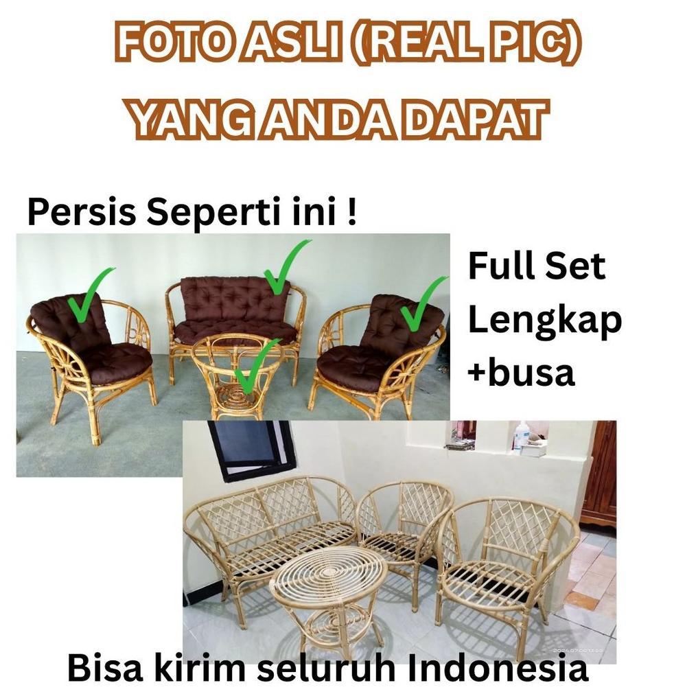 PROMO SET KURSI TAMU BAHAMA ROTAN ALAMI (TANPA KACA) / KURSI ROTAN MINIMALIS / KURSI TAMU ROTAN