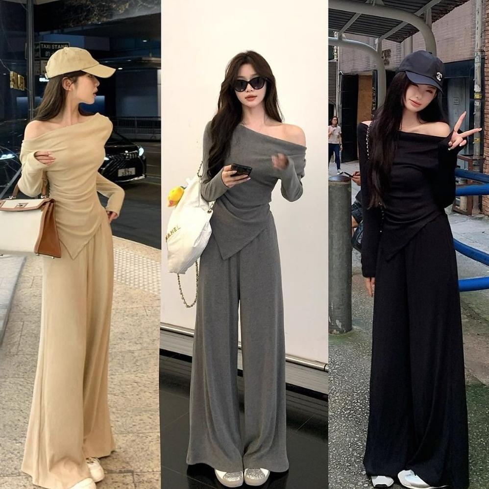 Terbaru Setelan Wanita Off Shoulder Elegance Set Classy Look With - Kemeja Wanita Kekinian Korean St