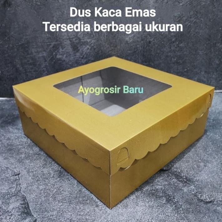 Dus Kaca Mas 20X20 X7.5 Isi 10 Pc Kardus Kue Dus Gold 20 X 20