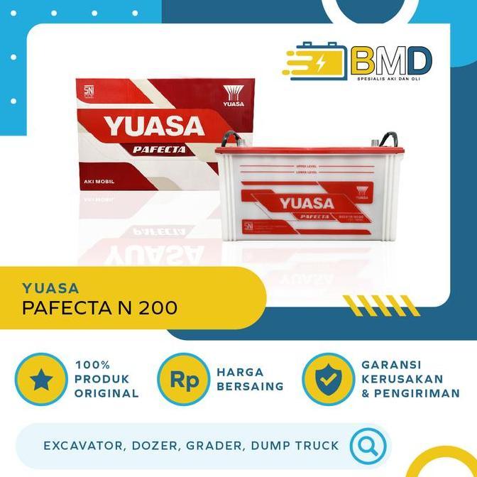 Aki Mobil Yuasa Pafecta N200 - Excavator, Dozer, Grader, Dumptruck dll