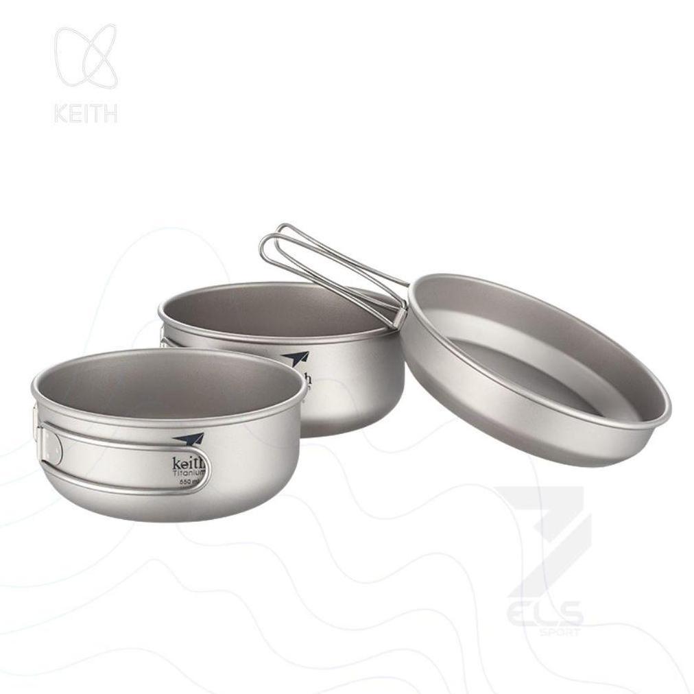Keith Titanium mangkuk Lipat Ultralight - Nesting alat masak camping Ultralight Titanium
