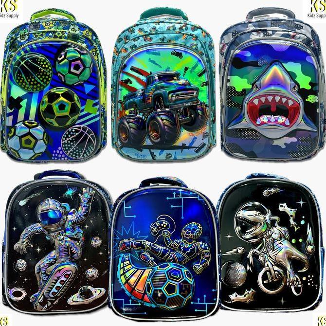 NEW TAS RANSEL ANAK LAKI LAKI TK SD DINO RANSEL SEKOLAH DINOSAURUS ASTRONOT MOBIL TIMBUL ANTI AIR BA