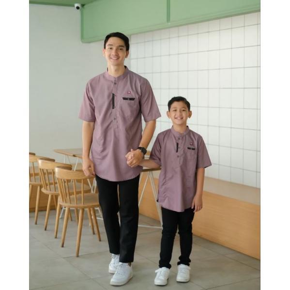 100% Aman Baju Koko Qurta Couple Warna Mauve / Koko Warna Purple / Koko Tangan Pendek / Koko Pria / 