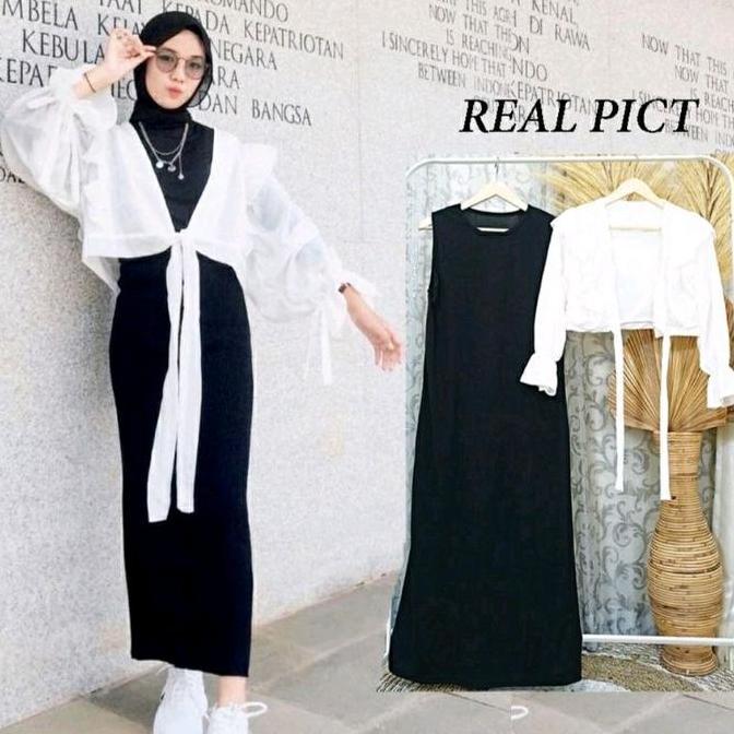 Setelan Dress Wanita Outer Rompi / Serayu Dress Panjang Muslim Allshop
