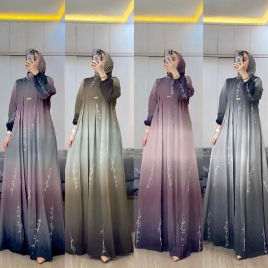 Limited Maharanie - Wenda Gamis Set Hijab Ceruty Full Furing Wanita Free Hijab Kekinian Terbaru