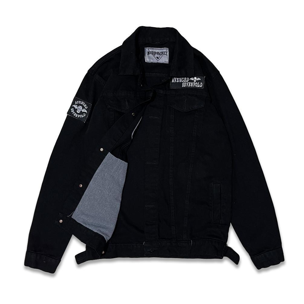 original jaket jeans sablon kolaborasi dengan bordir motif band bring me the horizon yang menghasilk