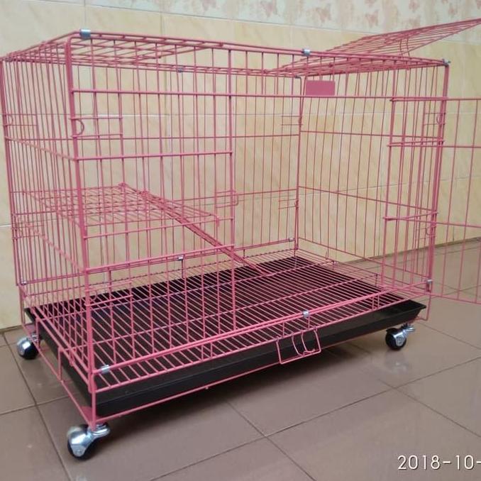 Kandang kucing lipat tingkat dengan RODA ukuran 75