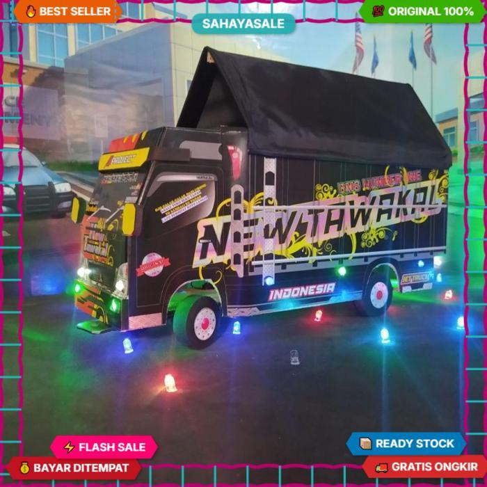 Miniatur Truk Oleng Dari Kayu Triplek Bisa Openg Bisa Belok Full Lampu Led Dan Terpal Cocok Untuk Ka