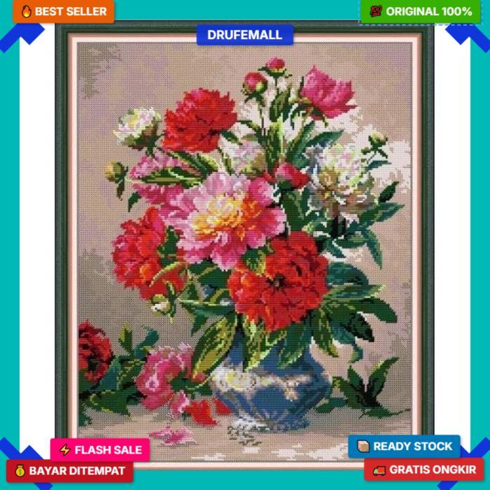 Cross Stitch Bunga Pola Kain Kristik Bunga Set, Kristik Modern Paket, Kristik Orchid Paket, Cross St