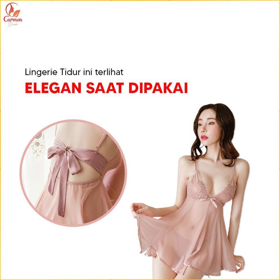 Disc Lingerie Sexy Lace Baju Tidur Seksi Wanita Model Sabuk Pita / Lingeri Dress Sleepwear Piyama Se