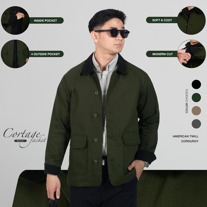 Jaket Polos Pria Kerah Corduroy WOODCUTTER Cortage Blouson Jacket Work Multi Pocket Outer American T