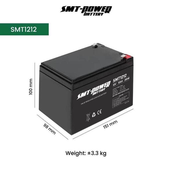 Aki UPS Baterai Kering SMT POWER SMT1212 SMT 1212 12V 12AH
