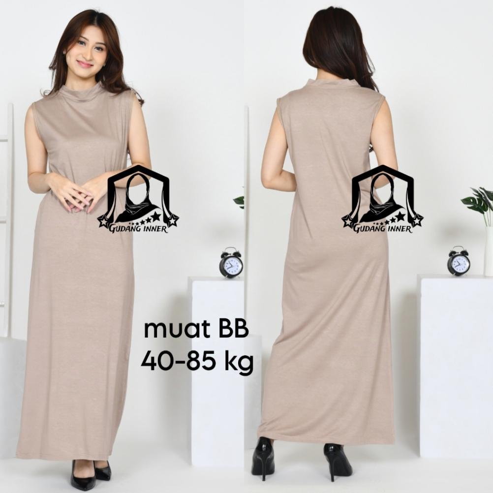 Sale Inner Long Dress Tanpa Lengan Bahan Spandek Rayon Kaos