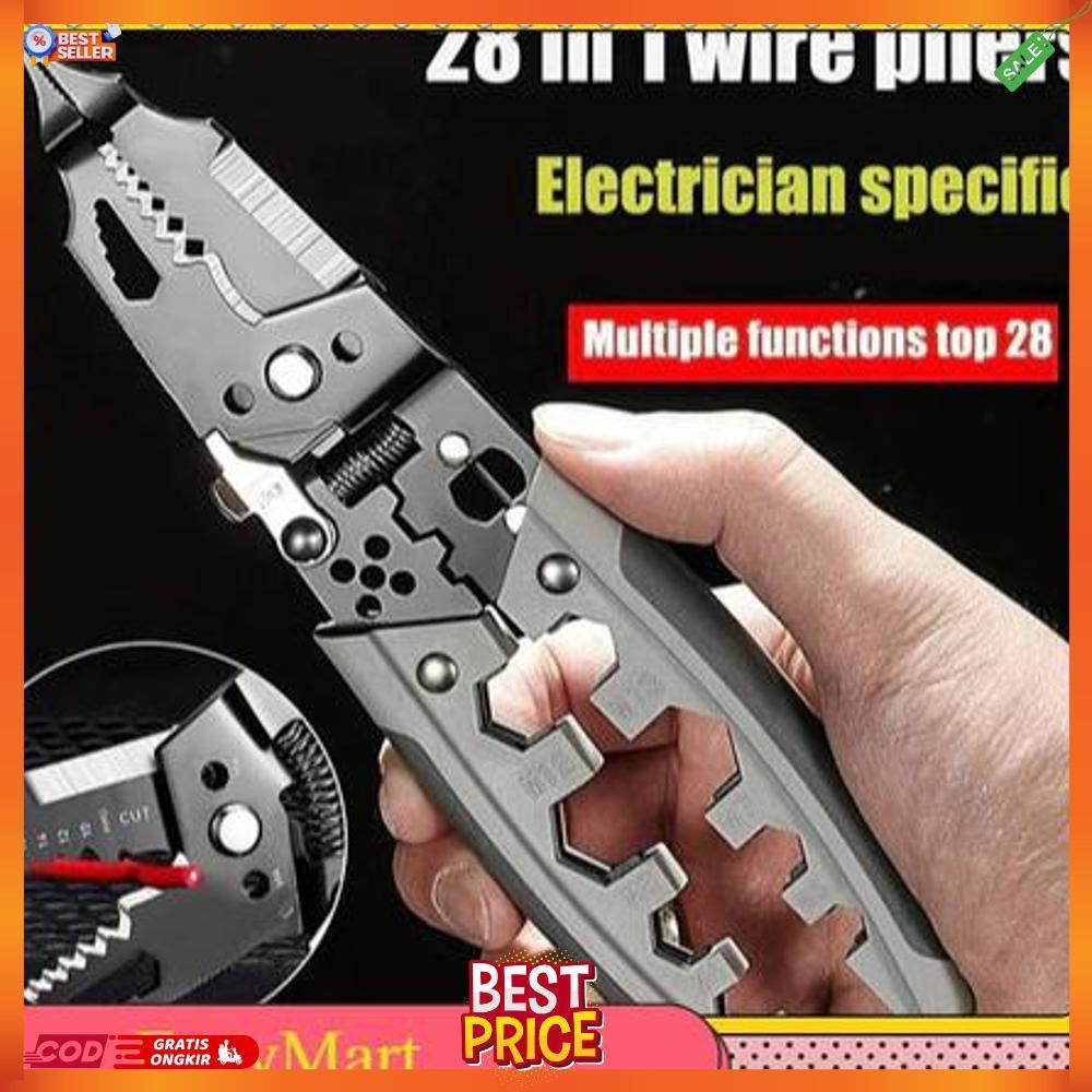 EzzyMart - L3 28 in 1 Tang Potong Kupas Kabel Kawat Tang Stripper Multifungsi Tang Dekrustasi [AC1]