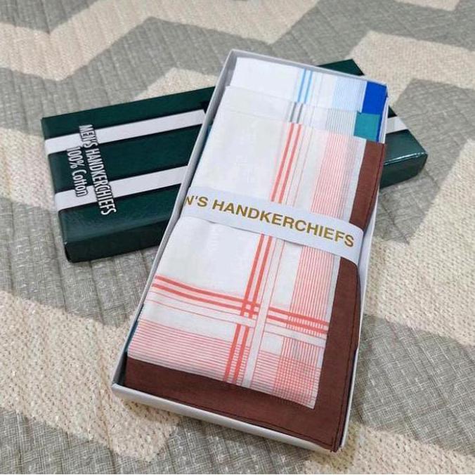Promo 12 Pcs Sapu Tangan Pria Katun / Sapu Tangan Premium Handkerchief Aksesoris Kain AS