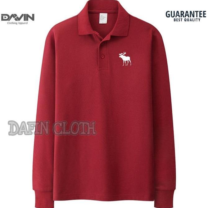 Kaos Kerah Pria Polo shirt Lengan Panjang Logo Abercrombie & Fitch
