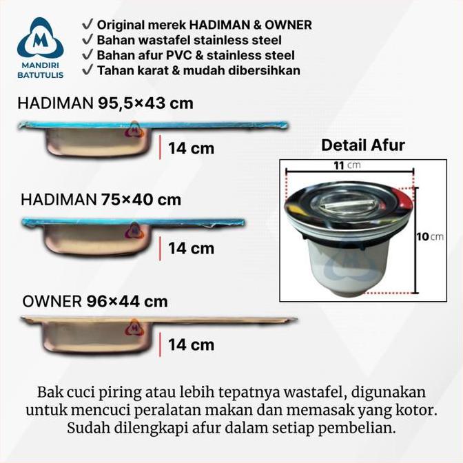 Bak Cuci Piring Stainless Steel - Bak Cuci + Afur Jumbo - Wastafel Dapur Anti Karat
