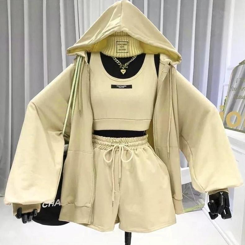 Sale Setelan Wanita Zora One Set 2In1 Jaket + Pants No Tanktop Korean Style | One Set Hoodie Zipper 