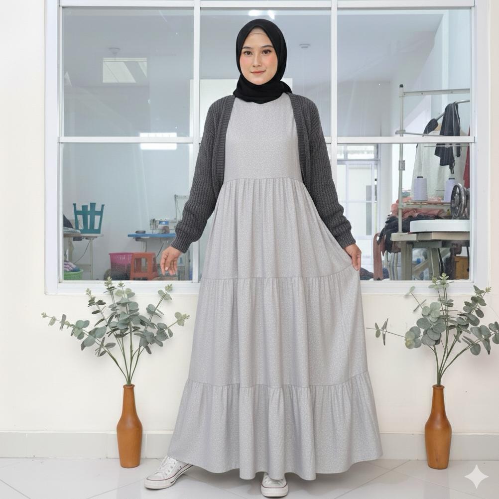 Promo Bulan Ini Avisiena - Inner Rempel Dress Jumbo Super Polos Jersey Susun Gamis Kutung Rempel